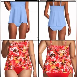 Lot of 2 NWT $180 Lands' End Sky Blue and Floral Plus Tankini Tops. Size 2X